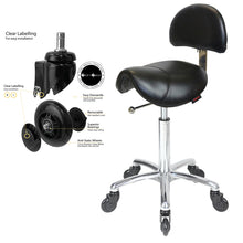 Load image into Gallery viewer, Saddle Black by Joiken (Backrest, Chrome Base, Click 'n Clean Castor)