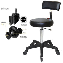 Load image into Gallery viewer, Stool Black by Joiken (Backrest, Black Base, Click 'n Clean Castor)