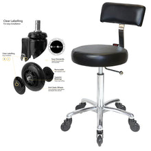 Load image into Gallery viewer, Stool Black by Joiken (Backrest, Chrome Base, Click 'n Clean Castor)