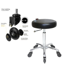 Load image into Gallery viewer, Stool Black by Joiken (No Back, Chrome Base, Click 'n Clean Castor)