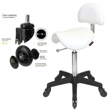 Load image into Gallery viewer, Saddle White by Joiken (Backrest, Black Base, Click 'n Clean Castor)