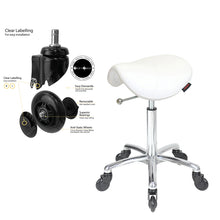 Load image into Gallery viewer, Saddle White by Joiken (No Back, Chrome Base, Click 'n Clean Castor)