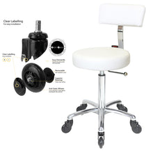 Load image into Gallery viewer, Stool White by Joiken (Backrest, Chrome Base, Click 'n Clean Castor)