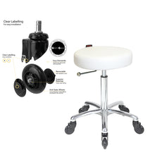 Load image into Gallery viewer, Stool White by Joiken (No Back, Chrome Base, Click 'n Clean Castor)