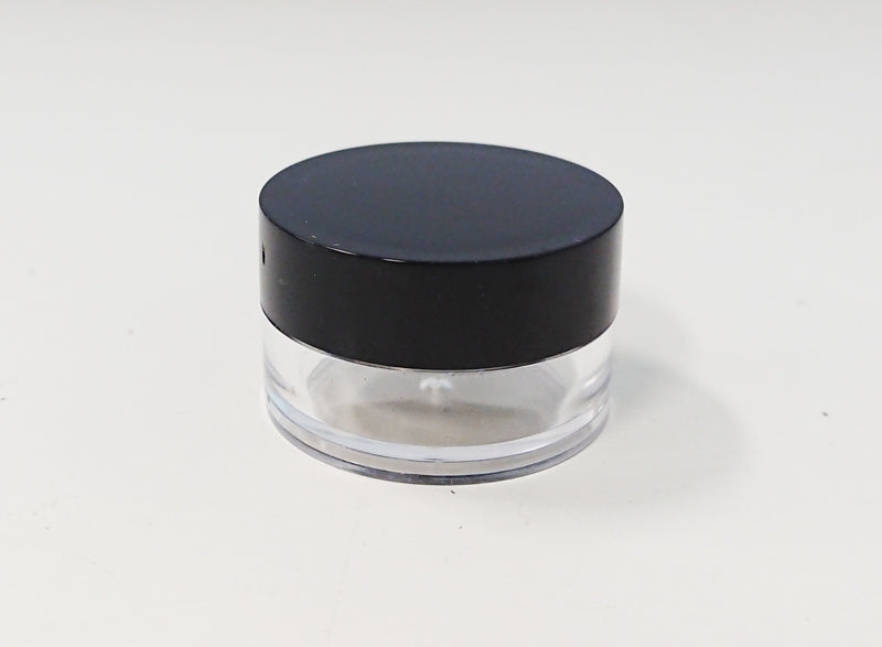 Sample Jar 6gr Round Plastic Clear with Black Lid - 100pk