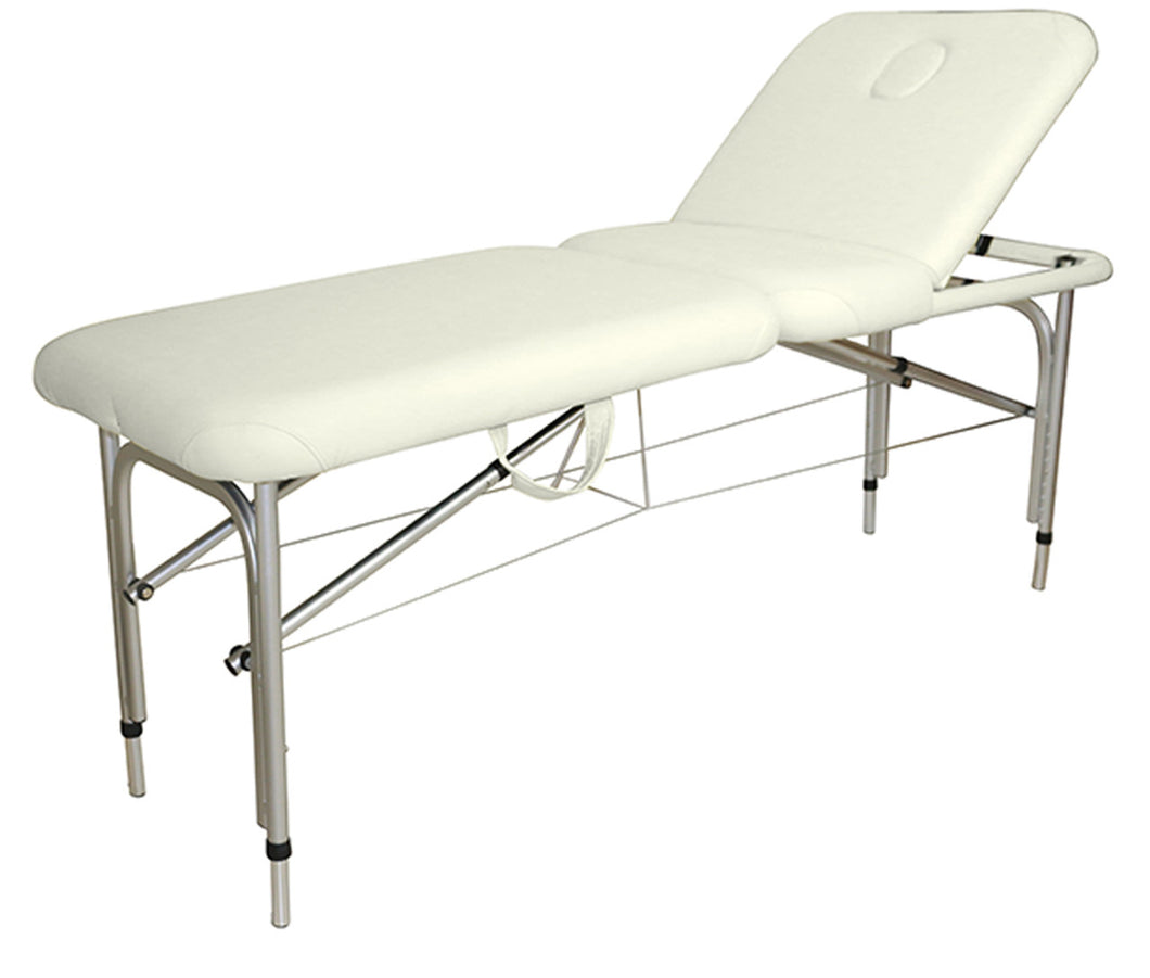 Beauty Bed Lightweight Aluminium Portable (Adjustable Legs) - White