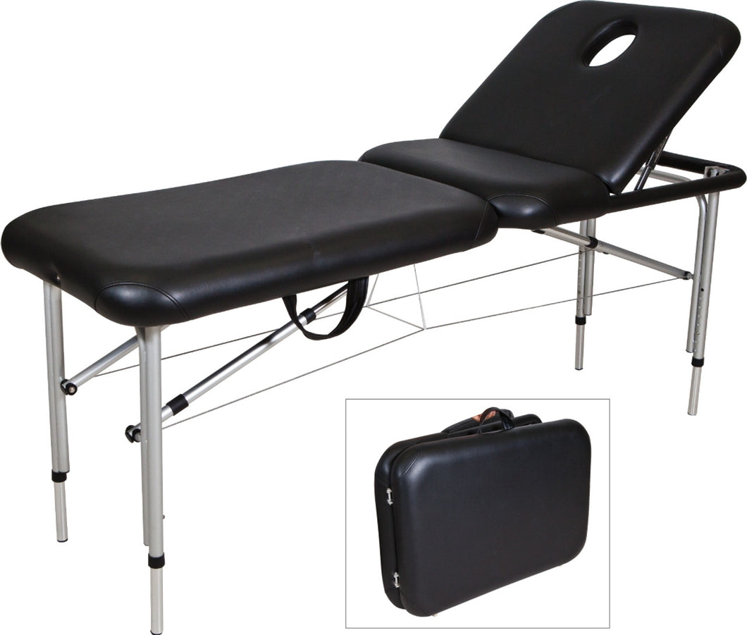 Beauty Bed Lightweight Aluminium Portable (Adjustable Legs) - Black