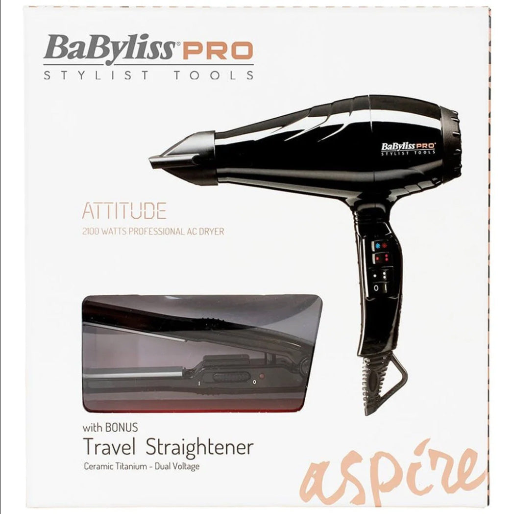 Hair Dryer: Babyliss Pro Attitude BONUS Travel Straightener