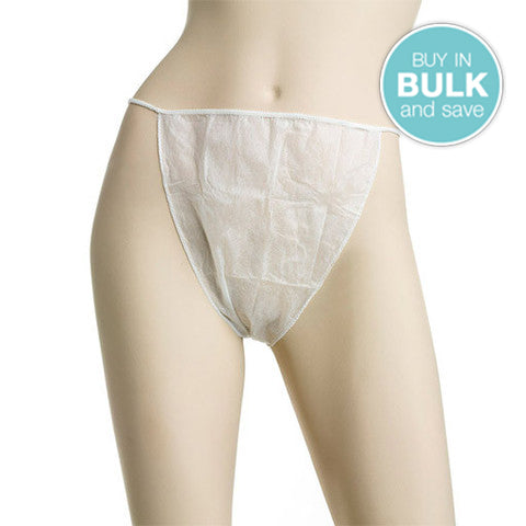 Disposable Undergarment: G-String White (Elastic) Premium - 50/pk