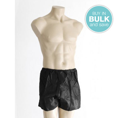 Disposable Undergarment: Men's Spa Boxer (Black) - 8/pk