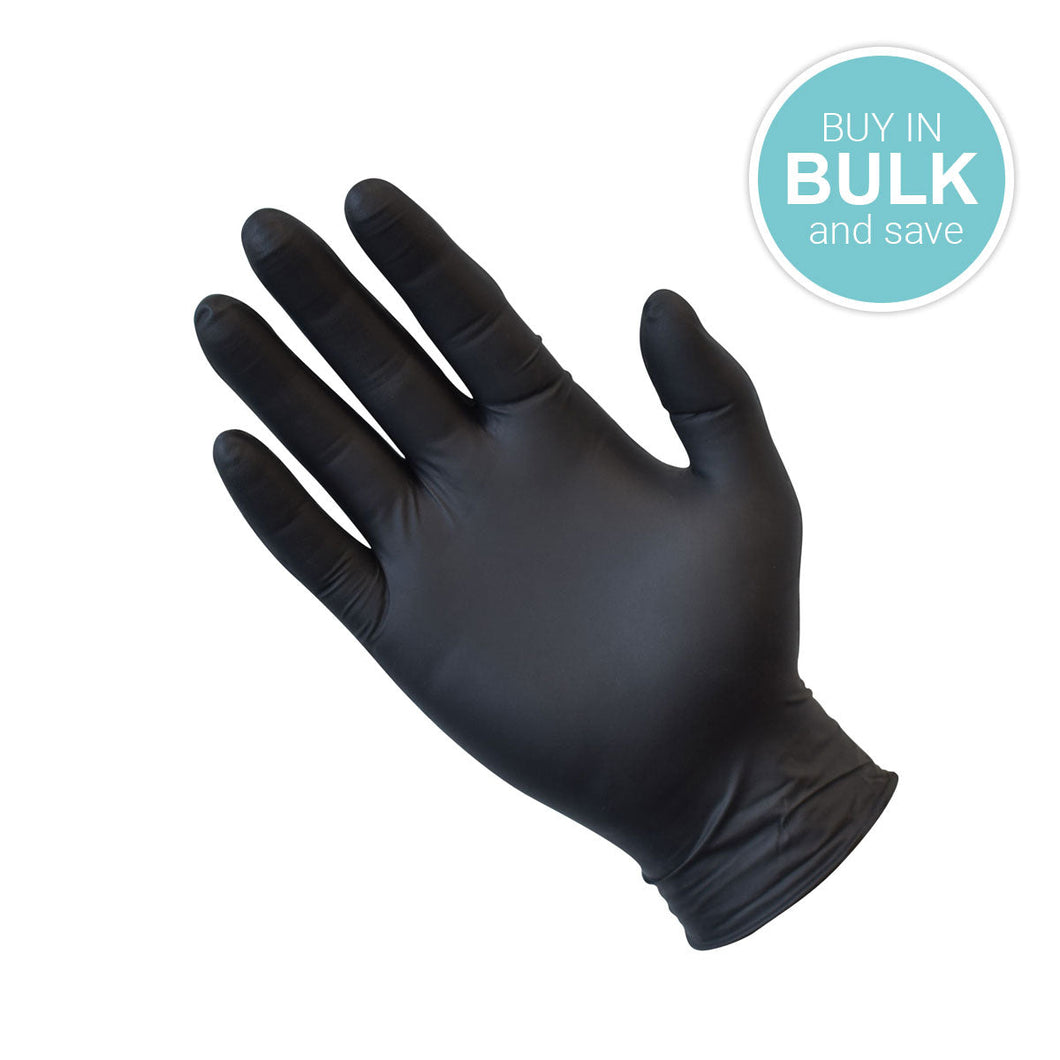 Gloves Nitrile Powder Free Black (M) - 100/box