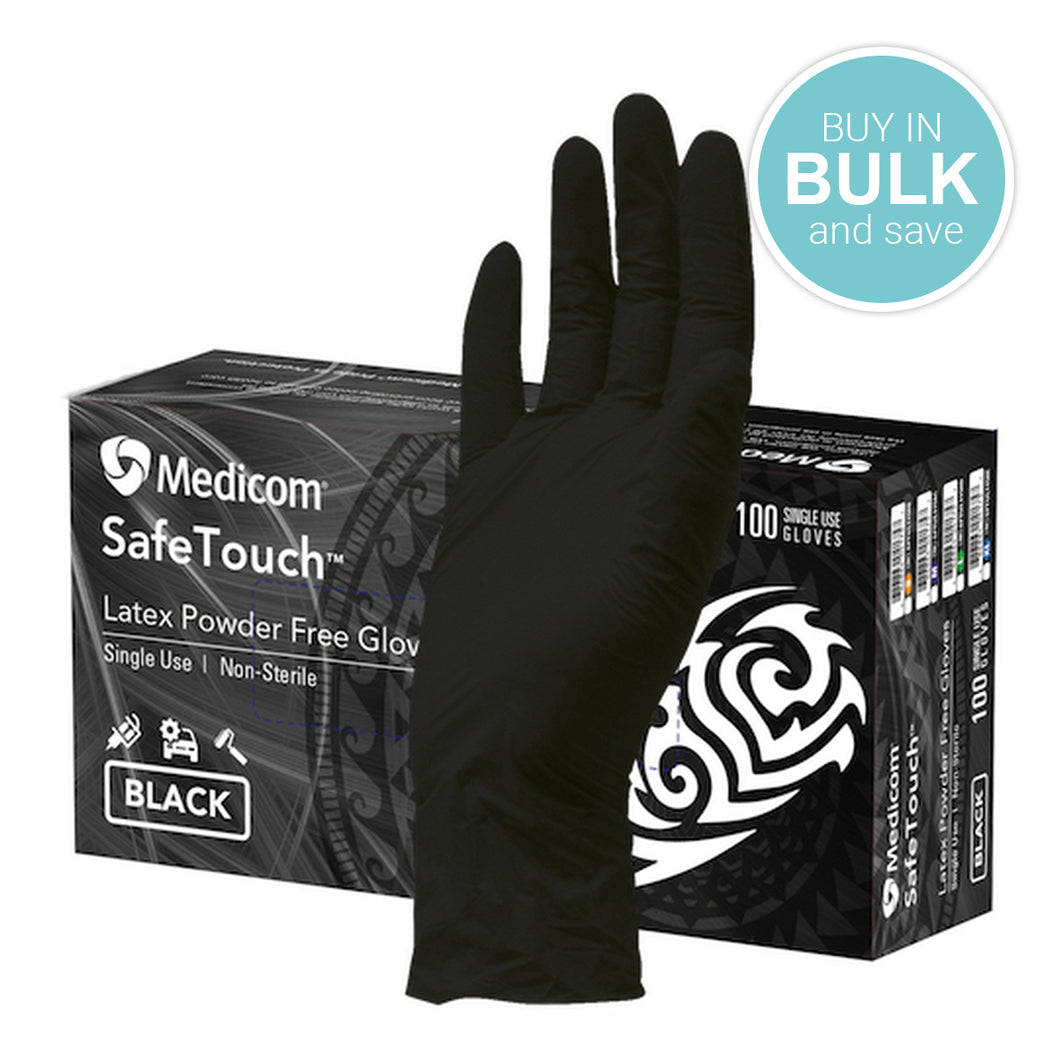 Gloves Latex Powder Free Black (S) - 100/box