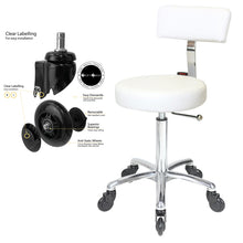 Load image into Gallery viewer, Stool White by Joiken (Backrest, Chrome Base, Click &#39;n Clean Castor)
